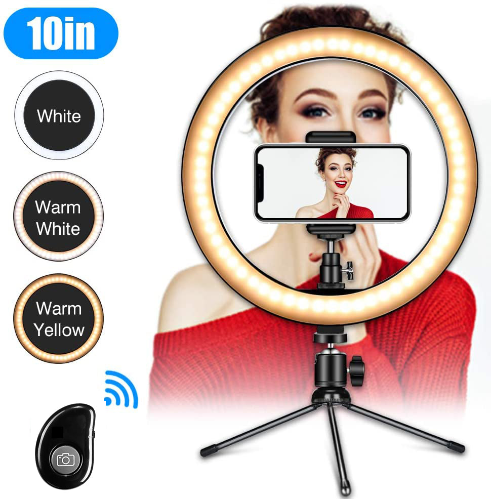 Clip-On LED Ring Selfie Light 3-Level Brightness Phone Tablet