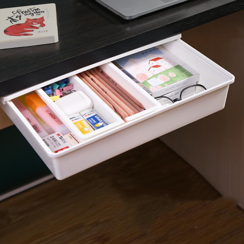 Under-Desk Transparent Drawer Storage Box