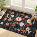 Floral Non-Slip Faux-Cashmere Bath Mat Luxury