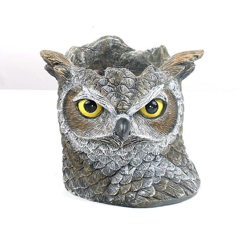 Resin Owl Flower Pot Container