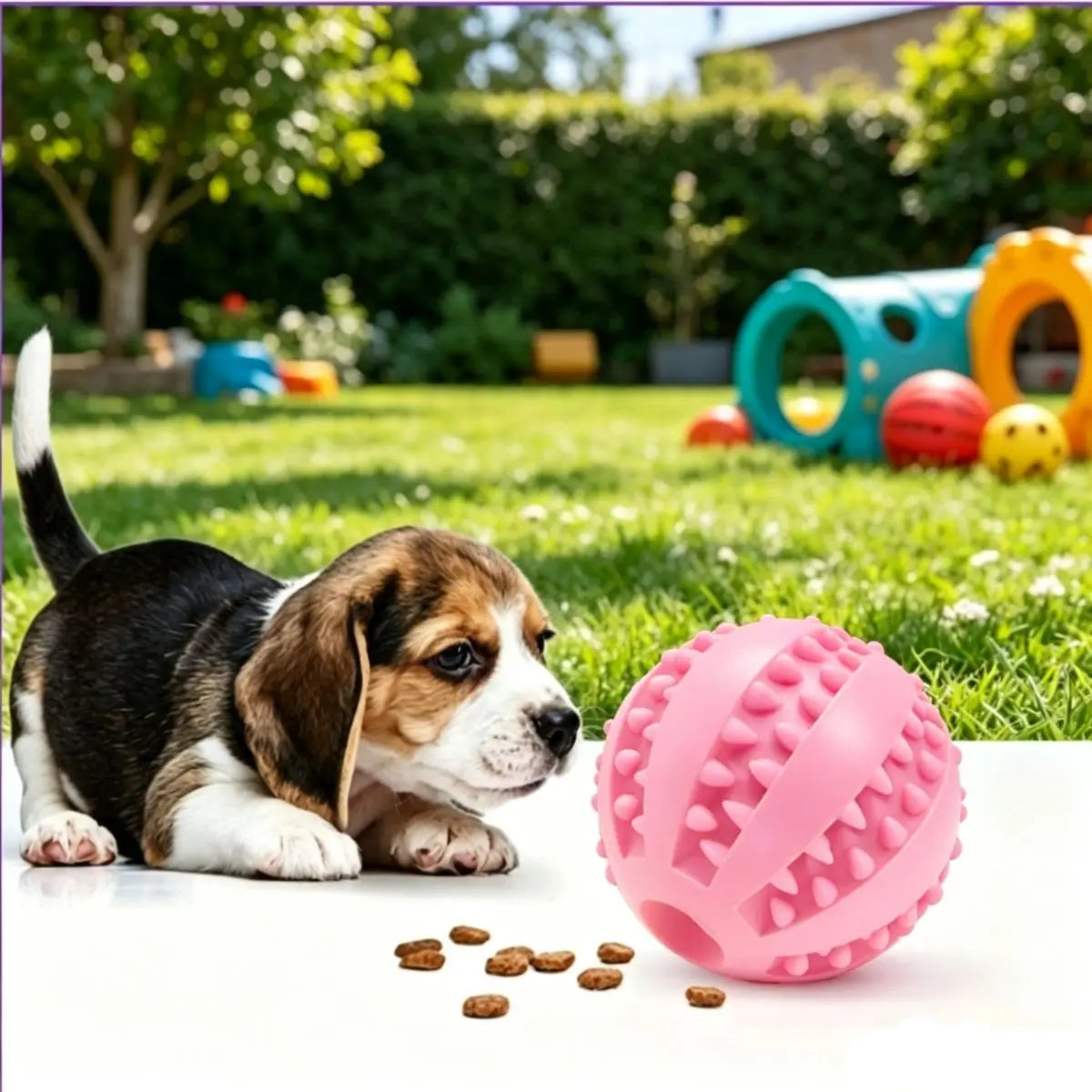 Dog Chew Toy Ball — Bite-Resistant Teething Treat Feeder for Puppies & Dogs