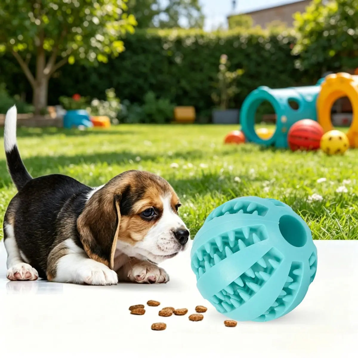 Dog Chew Toy Ball — Bite-Resistant Teething Treat Feeder for Puppies & Dogs