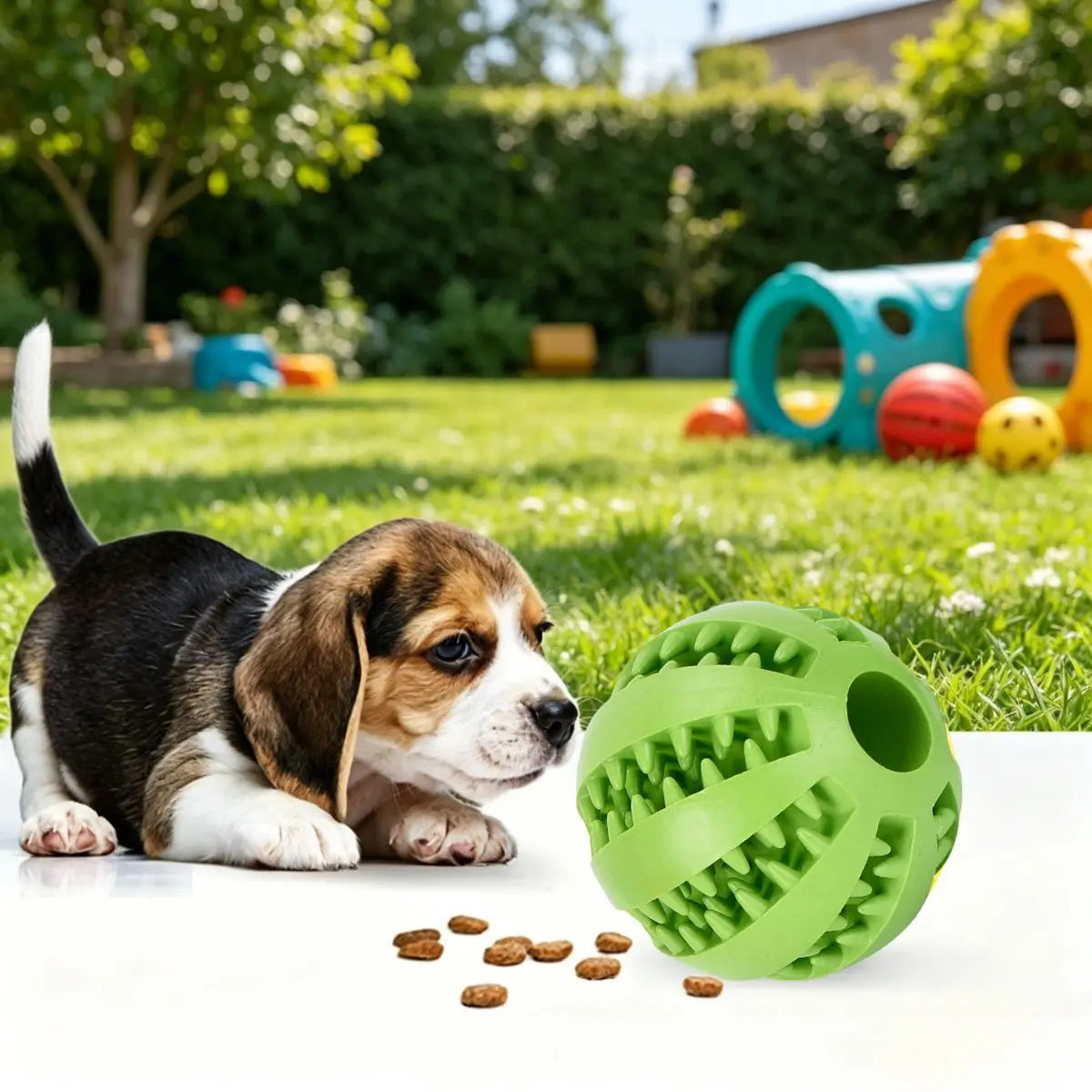 Dog Chew Toy Ball — Bite-Resistant Teething Treat Feeder for Puppies & Dogs