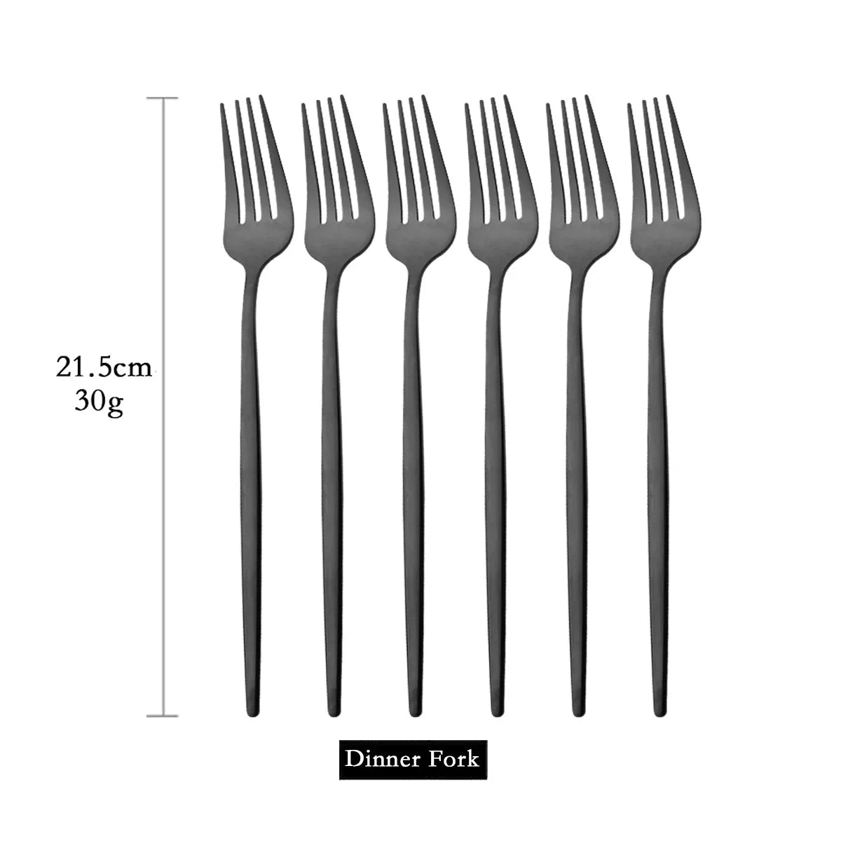 6-Piece Gold Dinner Fork Set — Mirror-Finish Stainless Steel Flatware Cutlery