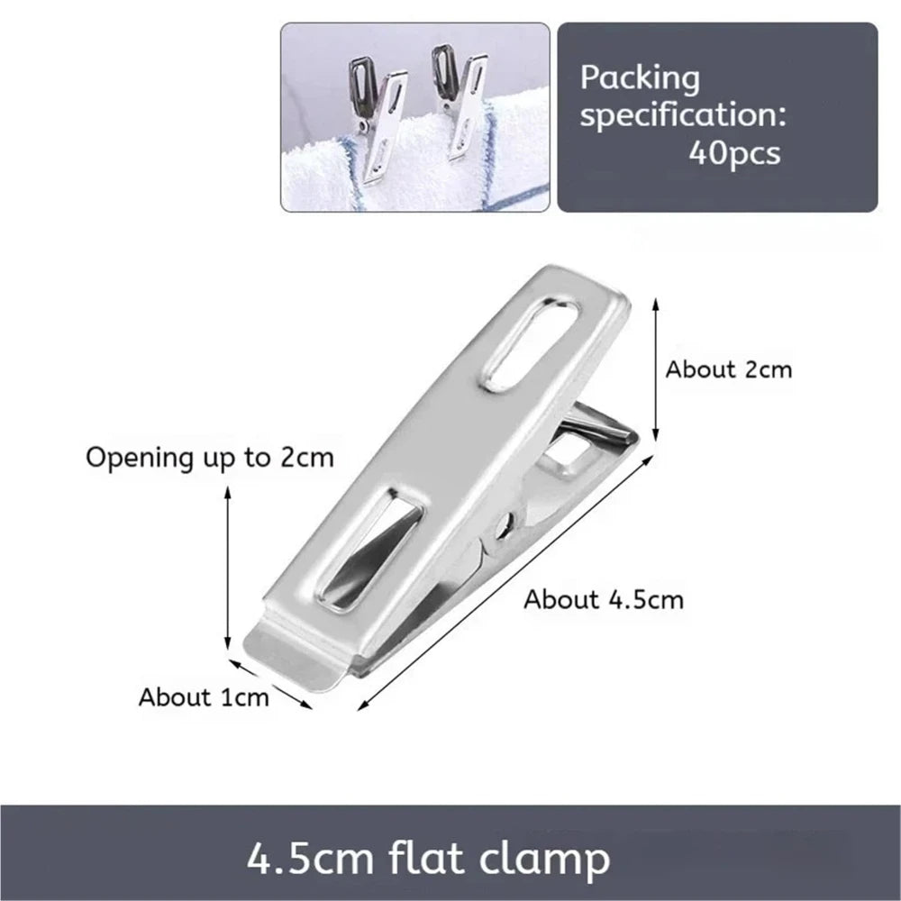 Stainless Steel Metal Clips Set - Durable Windproof Clothespins for Kitchen Food Sealing, Document Organizers & Home Storage