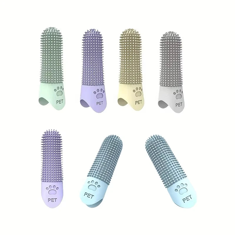 Soft Silicone Dog Toothbrush 360° Finger Toothbrush for Dogs Cats Durable Pet Finger Brush Tooth Cleaning Tool for All Breeds