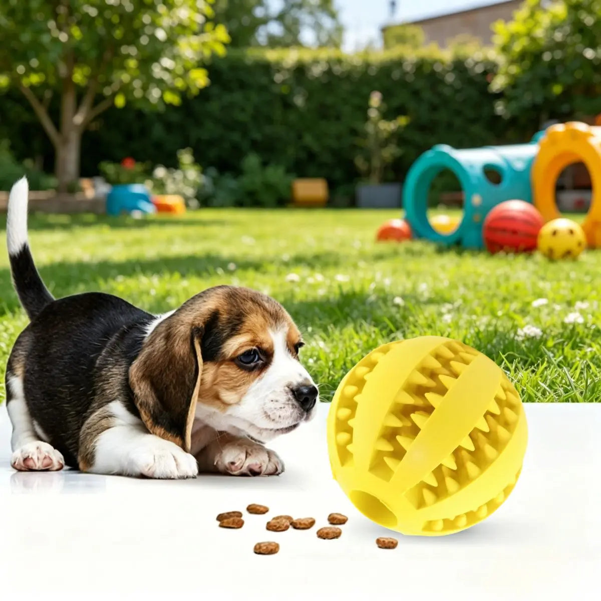 Dog Chew Toy Ball — Bite-Resistant Teething Treat Feeder for Puppies & Dogs