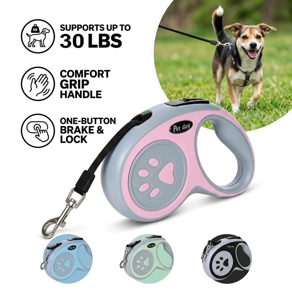 Retractable Dog Leash 3M/5M Pet Walking Lead One-Button Lock Non-Slip Handle for Small Dogs Cats Training Hiking Puppy Supplies