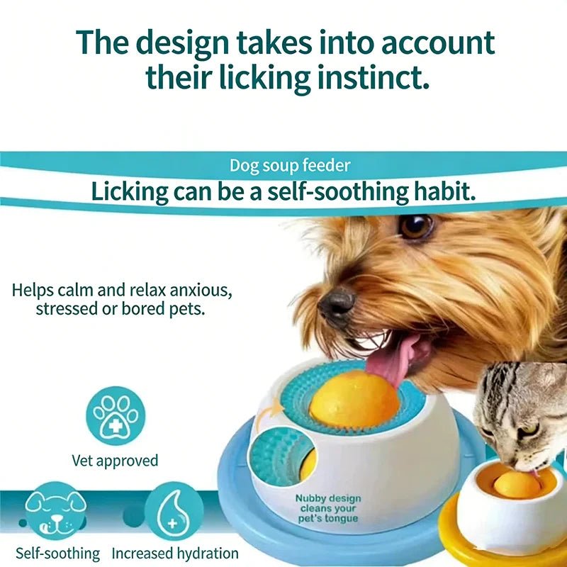 Interactive Pet Hide Food Toy Fun Licking Slow Feeder Bowl Anti Slip Ball Shaped Bone Broth Lick Bowl Anxiety Relief Training
