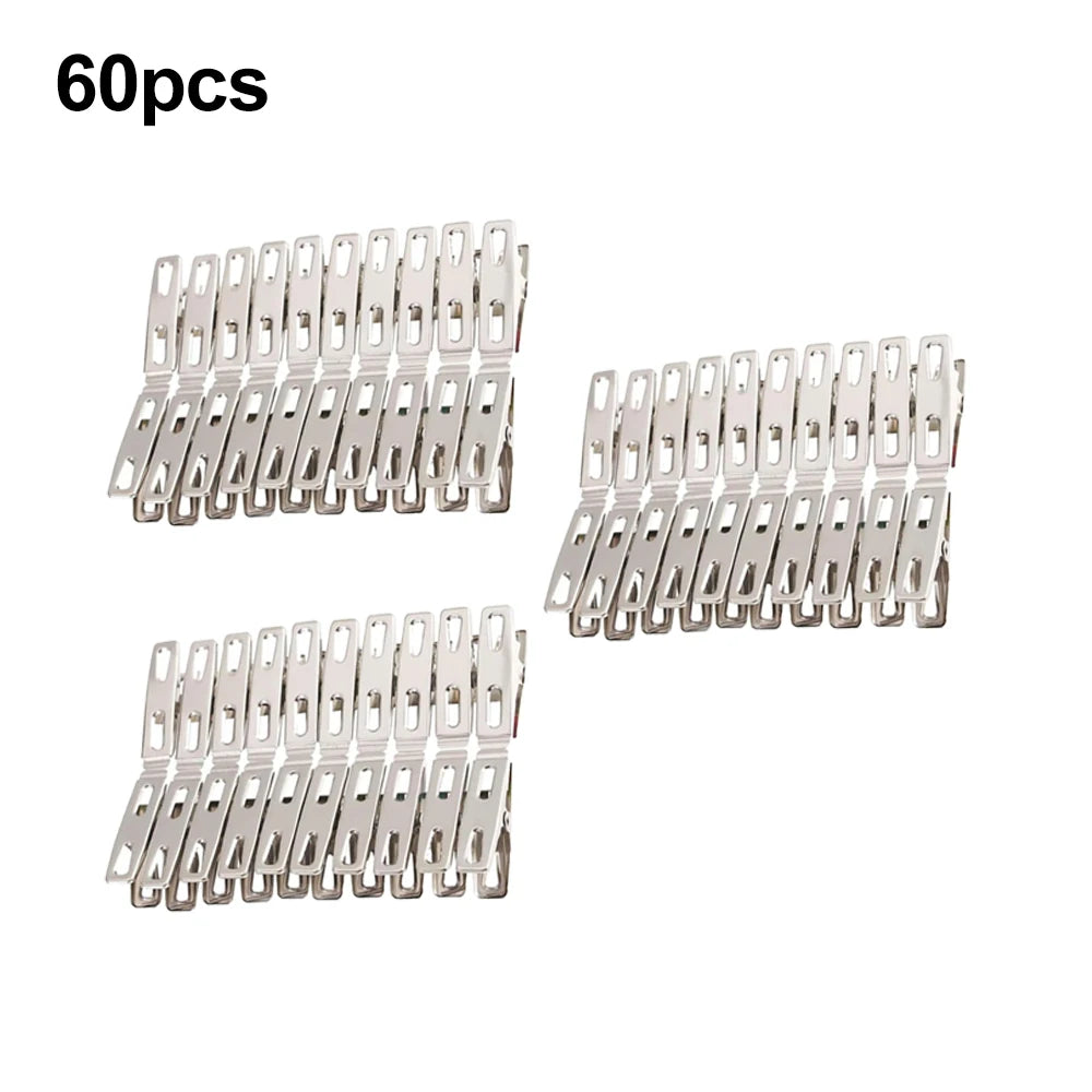 Stainless Steel Clips Set — Windproof Clothespins for Laundry, Food Sealing & Storage