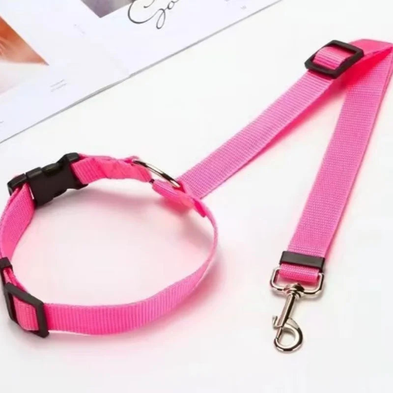 Pet Car Seat Belt — Adjustable Safety Restraint for Dogs & Cats, Headrest Clip