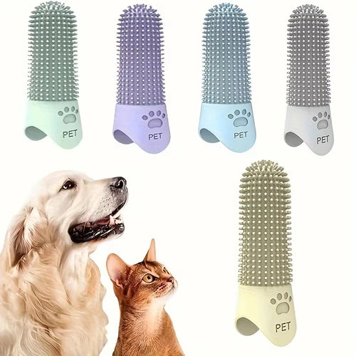 360° Dog Finger Toothbrush — Soft Silicone Pet Tooth Cleaning Brush for Dogs & Cats