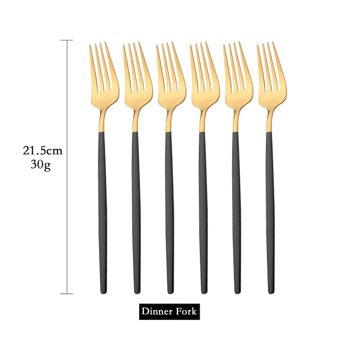 6-Piece Gold Dinner Fork Set — Mirror-Finish Stainless Steel Flatware Cutlery
