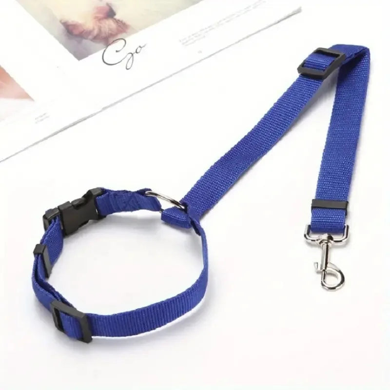 Pet Car Seat Belt — Adjustable Safety Restraint for Dogs & Cats, Headrest Clip