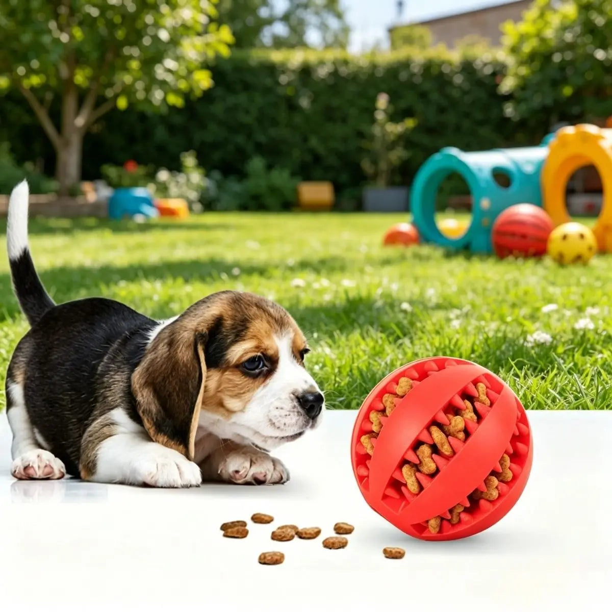 Dog Chew Toy Ball — Bite-Resistant Teething Treat Feeder for Puppies & Dogs