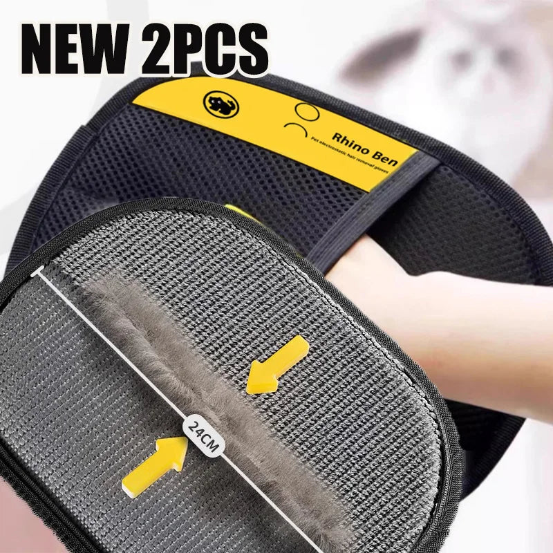 Pet Hair Remover Gloves — Double-Sided Grooming & Deshedding Glove for Dogs & Cats