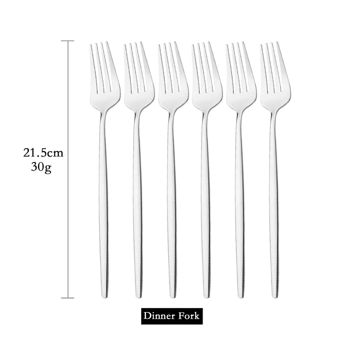 6-Piece Gold Dinner Fork Set — Mirror-Finish Stainless Steel Flatware Cutlery