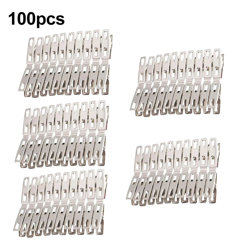 Stainless Steel Clips Set — Windproof Clothespins for Laundry, Food Sealing & Storage