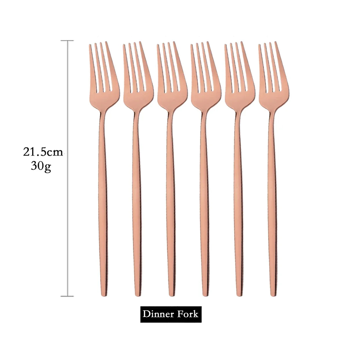 6-Piece Gold Dinner Fork Set — Mirror-Finish Stainless Steel Flatware Cutlery