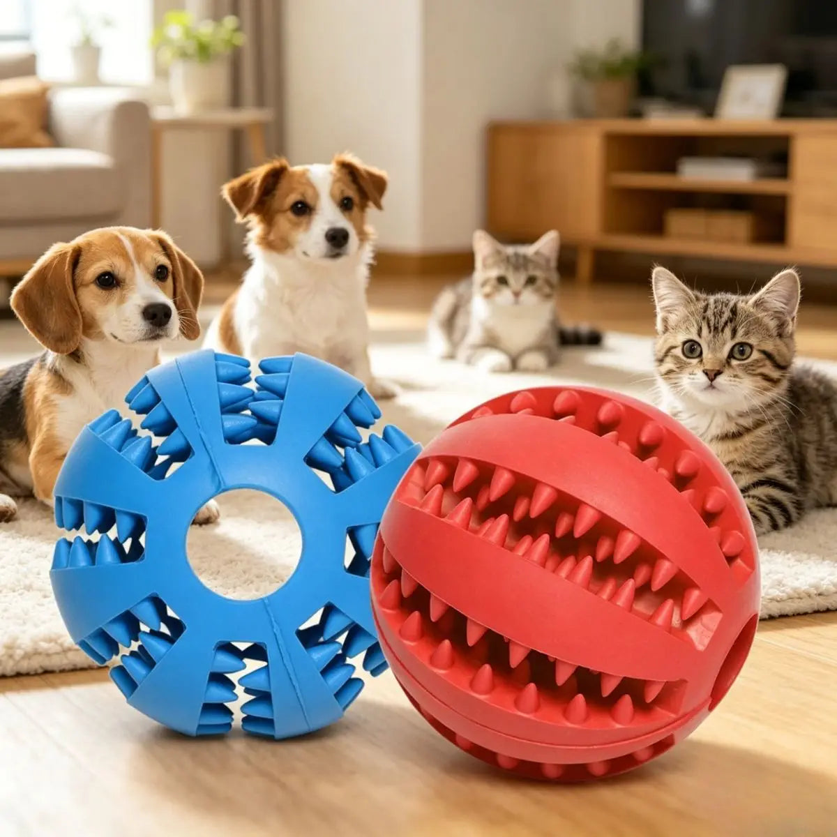 Dog Toy Ball Bite Resistant Teething Toys Balls for Small/Medium/Large Dog and Puppy Cat Dog Pet Food Treat Feeder Chew Tooth