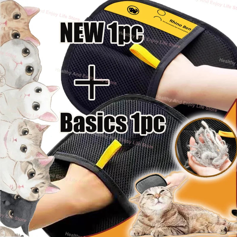 Pet Hair Remover Gloves — Double-Sided Grooming & Deshedding Glove for Dogs & Cats