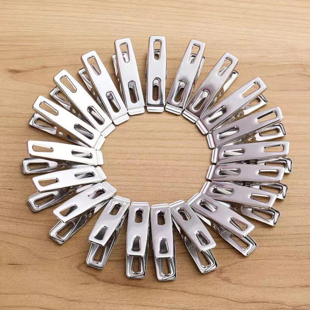Stainless Steel Metal Clips Set - Durable Windproof Clothespins for Kitchen Food Sealing, Document Organizers & Home Storage