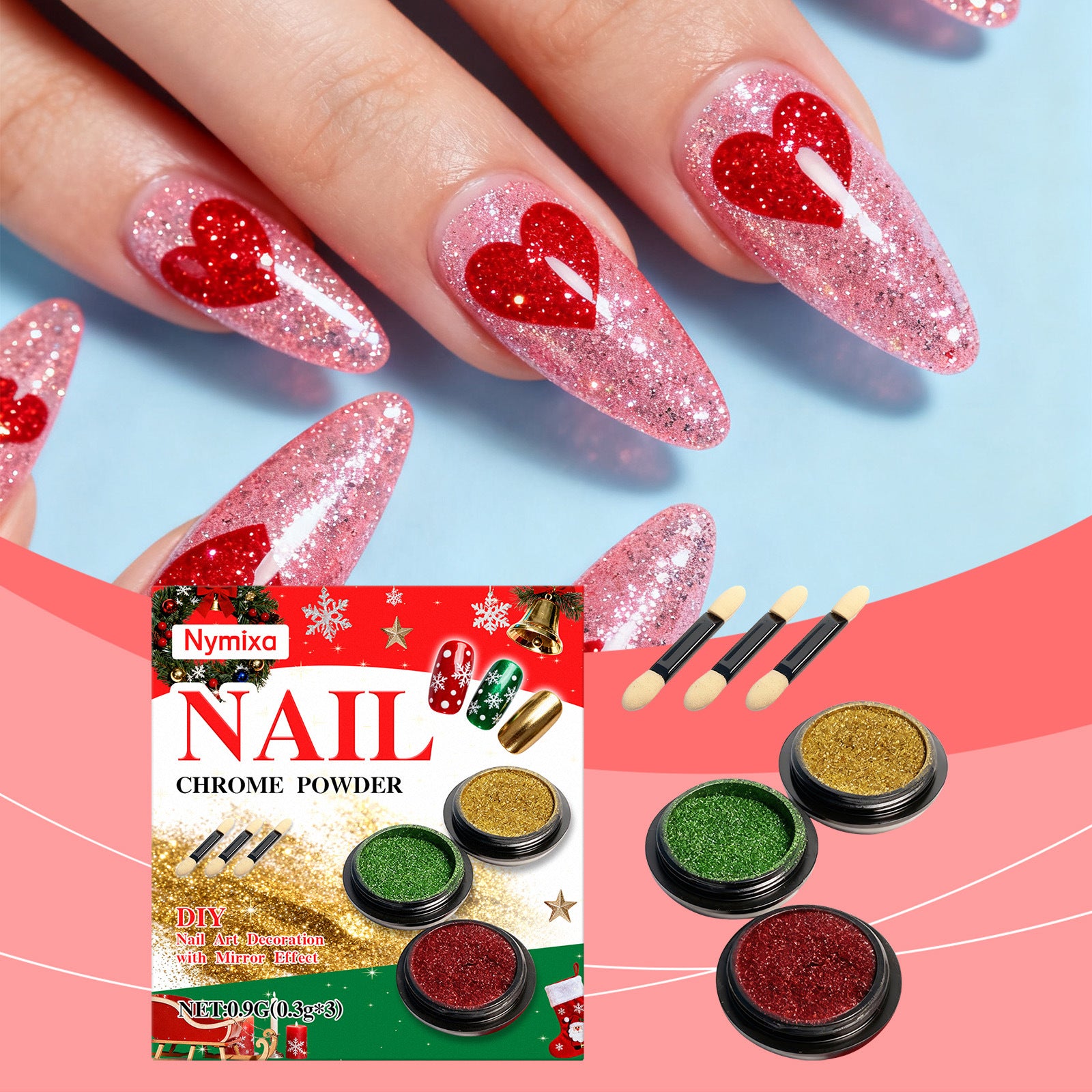 Magic Mirror Chrome Glitter Nail Art Kit Powder Decoration Set